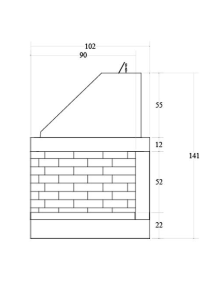 Camino Legna Prefabbricato Refrattario Focolare Aperto Reversibile DS100REF 