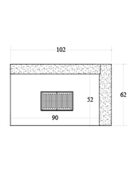 Camino Legna Prefabbricato Refrattario Focolare Aperto Reversibile DS100REF 