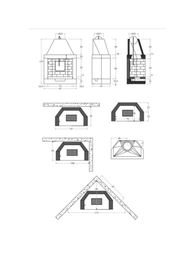Camino Lisbona Rivestimento Focolare Prefabbricato Refrattario M100 Parete