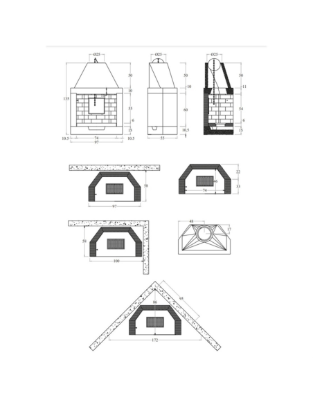 Camino Lisbona Rivestimento Focolare Prefabbricato Refrattario M100 Parete