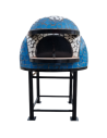 Forno A Legna Artigianale 120 cm Capienza 5 pizze Wave Bianco Azzurro Con Base 