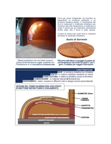 Forno Legna Artigianale Diametro 120 cm Capienza 5 Pizze Wave Beige Base Ferro