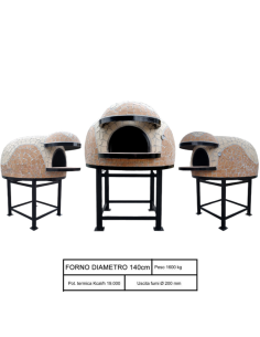 Forno A Legna Artigianale Diametro 140 cm Capienza 8/9 Pizze Wave Beige Con Base 2