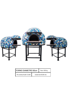 Forno A Legna Artigianale Diametro 80 cm Capienza 2/3 Pizze Cetara Blu Con Base 2