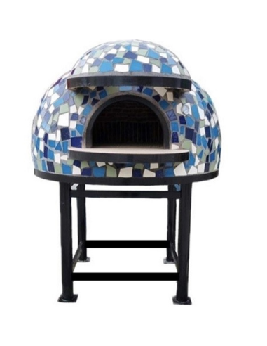 Forno A Legna Artigianale Diametro 100 cm Capienza 3/4 Pizze Cetara Blu Con Base