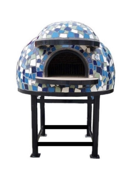 Forno A Legna Artigianale Diametro 100 cm Capienza 3/4 Pizze Cetara Blu Con Base
