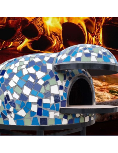 Forno A Legna Artigianale Diametro 100 cm Capienza 3/4 Pizze Cetara Blu Con Base