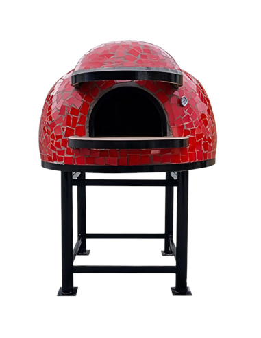 Forno Legna Artigianale Diametro 80 cm Capienza 2/3 pizze Unique Rosso Con Base