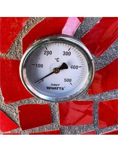 Forno Legna Artigianale Diametro 120 cm Capienza 5 pizze Unique Rosso Con Base