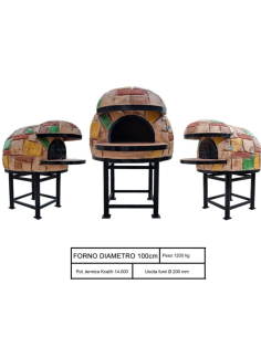 Forno Legna Artigianale Diametro 100 cm Capienza 3/4 pizze Rustico Base Ferro 2