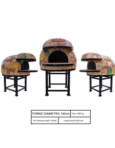 Forno Legna Artigianale Diametro 140 cm Capienza 8/9 pizze Rustico Base Ferro 2