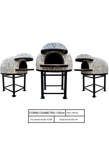 Forno Legna Artigianale Diametro 120 cm Capienza 5 pizze Vietri Con Base Ferro