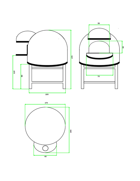 Forno Legna Artigianale Diametro 140 cm Capienza 8/9 pizze Vietri Con Base Ferro