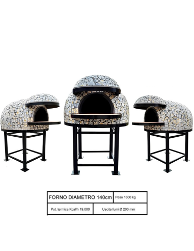 Forno Legna Artigianale Diametro 140 cm Capienza 8/9 pizze Vietri Con Base Ferro