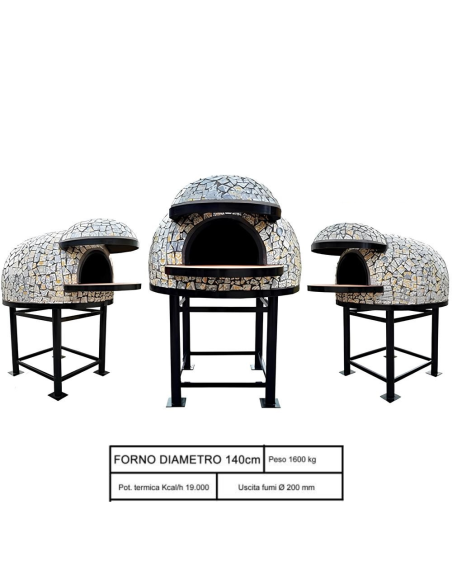 Forno Legna Artigianale Diametro 140 cm Capienza 8/9 pizze Vietri Con Base Ferro