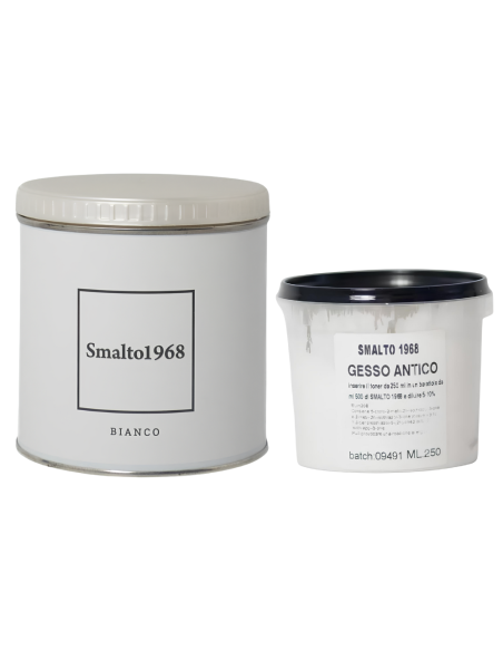 Smalto1968 Base Acqua Gesso Antico Shabby Chic Finitura Opaca Multicolore L 0.5