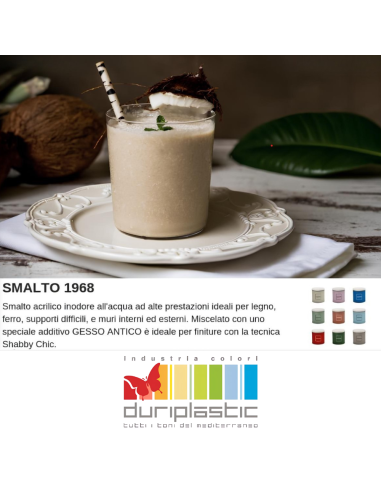 Smalto1968 Base Acqua Gesso Antico Shabby Chic Finitura Opaca Multicolore L 0.5