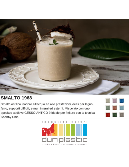 Smalto1968 Base Acqua Gesso Antico Shabby Chic Finitura Opaca Multicolore L 0.5