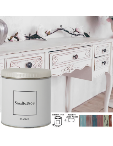 Smalto1968 Base Acqua Gesso Antico Shabby Chic Finitura Opaca Multicolore L 0.5