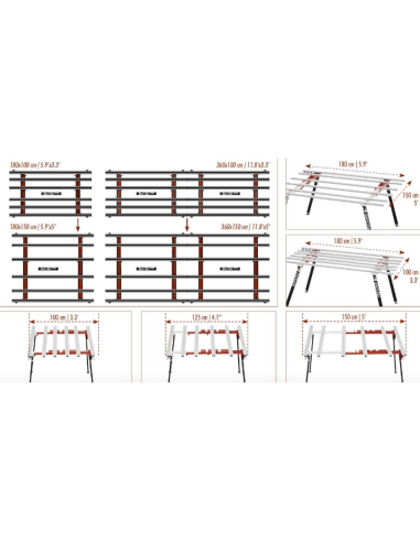 Banco Lavoro Larghezza Variabile 180 x 100/150 cm BM 180 PLUS Grandi Lastre