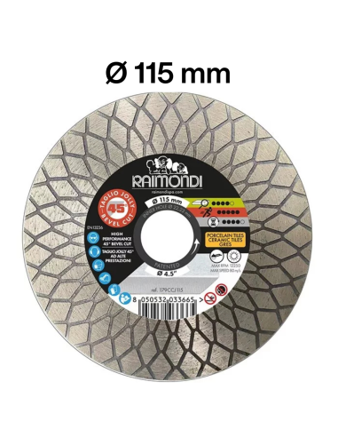 Disco Diamantato Diametro 115mm Taglio Jolly 45° F22,2mm Smussatura 