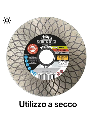 Disco Diamantato Diametro 115mm Taglio Jolly 45° F22,2mm Smussatura 