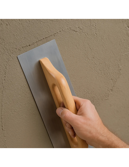 Frattone Acciaio Liscio Rettangolare 48x13cm Impugnatura Legno 10x10mm  