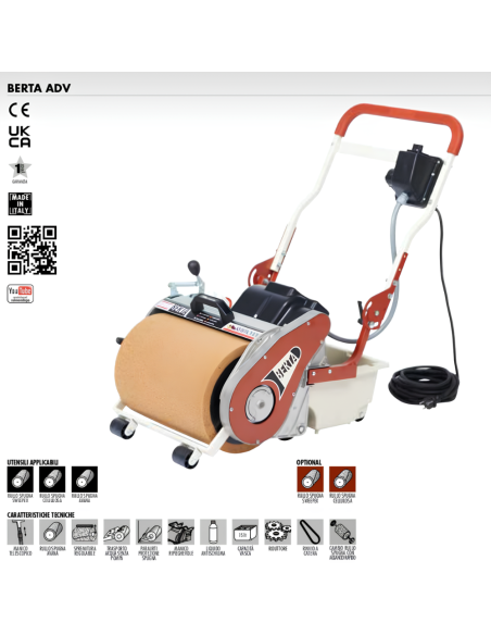 Elettrospugna Berta Spugna Avana Inclusa 230V/50-60Hz Pulizia Pavimenti 