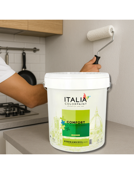 Idropittura Lavabile Traspirante Bianca Interni Umidità Comfort Fermamuffa Plus