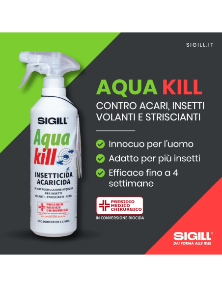 Insetticida Acaricida Acqua Kill Insetti Striscianti Volanti Acari 750ml 3 Pezzi