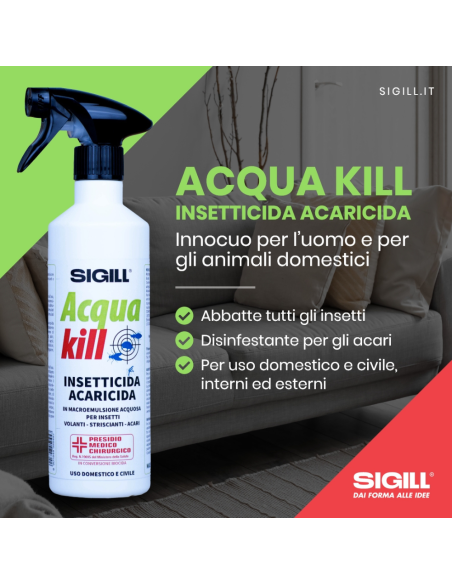 Insetticida Acaricida Acqua Kill Insetti Striscianti Volanti Acari 750ml 4 Pezzi