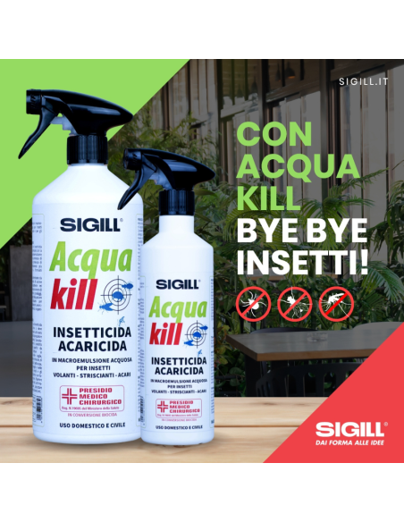 Insetticida Acaricida Acqua Kill Insetti Striscianti Volanti Acari 750ml 4 Pezzi