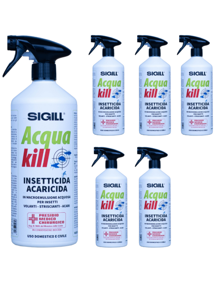Insetticida Acaricida Acqua Kill Insetti Striscianti Volanti Acari 750ml 6 Pezzi