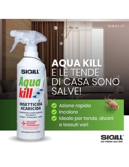 Insetticida Acaricida Acqua Kill Insetti Striscianti Volanti Acari 750ml 6 Pezzi