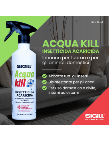 Insetticida Acaricida Acqua Kill Insetti Striscianti Volanti Acari 500ml 6 Pezzi