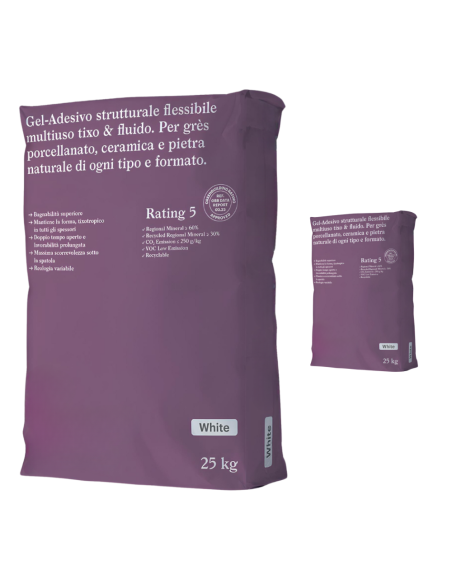 Gel Adesivo Strutturale Flessibile Bianco 25 Kg Incollaggio Confezione 2 Sacchi