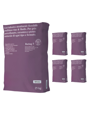 Gel Adesivo Strutturale Flessibile Bianco 25 Kg Incollaggio Confezione 5 Sacchi