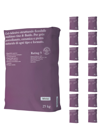 Gel Adesivo Strutturale Flessibile Bianco 25 Kg Incollaggio Confezione 15 Sacchi