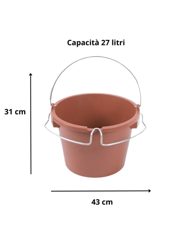 Secchio Supporto Porta Attrezzi Manico In Acciaio 27 Lt. Utensili 