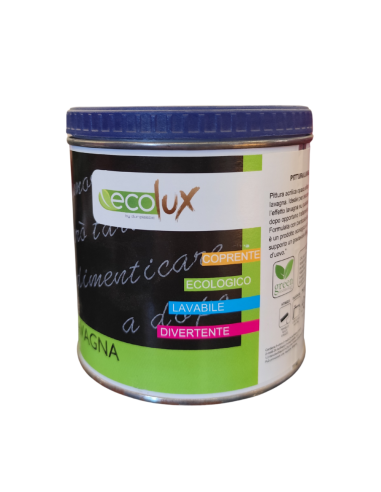 Smalto Ecologico Effetto Lavagna Colore Nero Finitura Opaca Formato 0.5L Ecolux DURIPLASTIC - foto 2