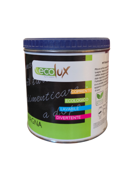 Smalto Ecologico Effetto Lavagna Colore Nero Finitura Opaca Formato 0.5L Ecolux