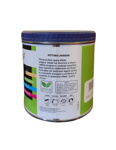 Smalto Ecologico Effetto Lavagna Colore Nero Finitura Opaca Formato 0.5L Ecolux DURIPLASTIC - foto 3