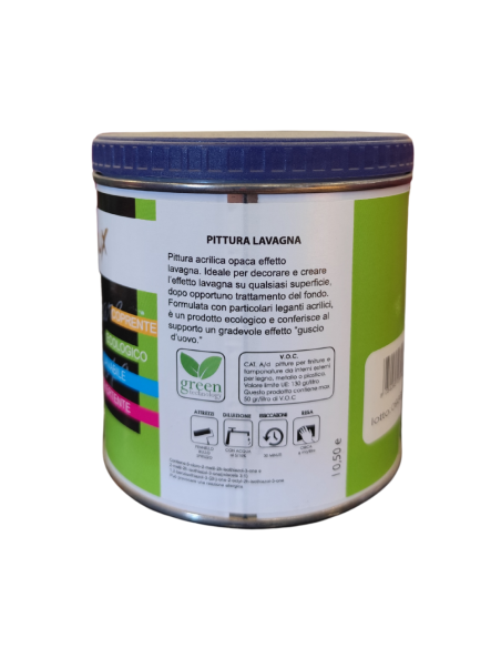 Smalto Ecologico Effetto Lavagna Colore Nero Finitura Opaca Formato 0.5L Ecolux