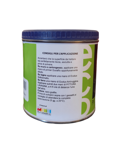 Smalto Ecologico Effetto Lavagna Colore Nero Finitura Opaca Formato 0.5L Ecolux DURIPLASTIC - foto 4