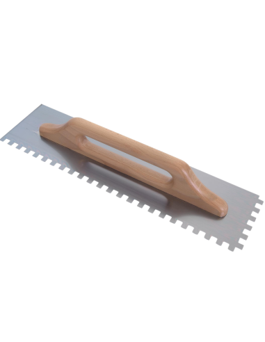 Spatola Dentata Acciaio 48x13cm Impugnatura Legno Cerato 10x10mm 