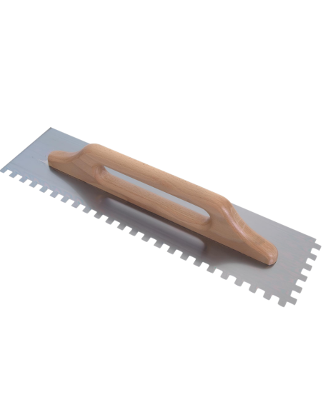 Spatola Dentata Acciaio 48x13cm Impugnatura Legno Cerato 10x10mm 