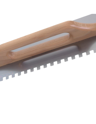 Spatola Dentata Acciaio 48x13cm Impugnatura Legno Cerato 10x10mm 