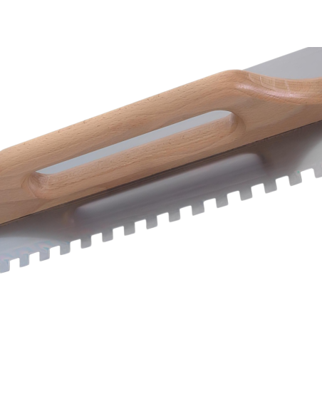 Spatola Dentata Acciaio 48x13cm Impugnatura Legno Cerato 10x10mm 