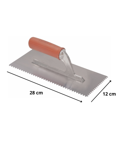 Frattone Spatola Dentata 28x12 cm Impugnatura Gomma Dente 3x3 mm 