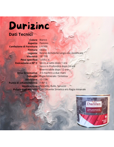 Durizinc Fondo Ancorante Antiruggine Lamiere Zincate Natura Alchidica Diluibile